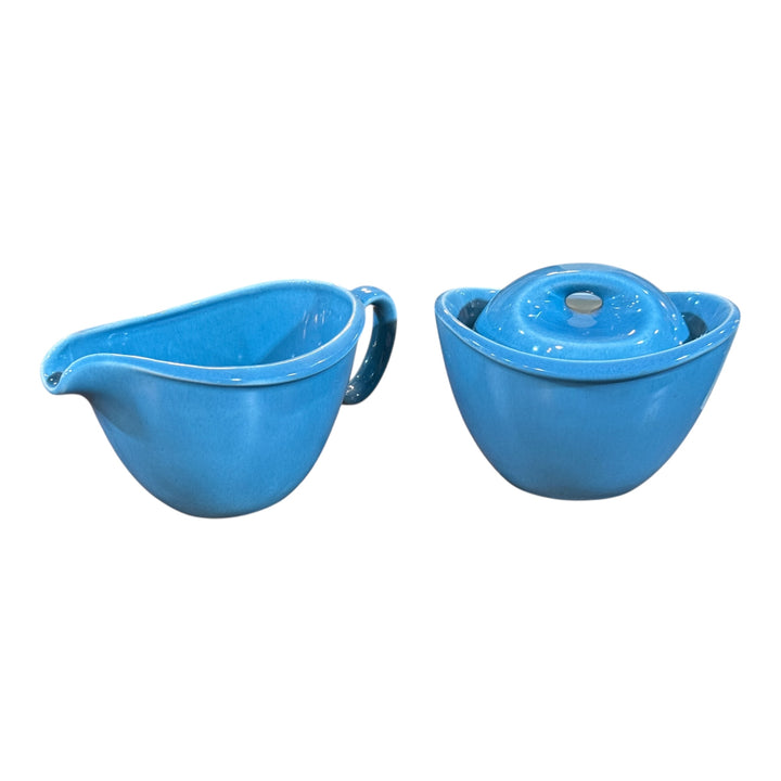 Homer Laughlin Epicure Turquoise Creamer & Sugar