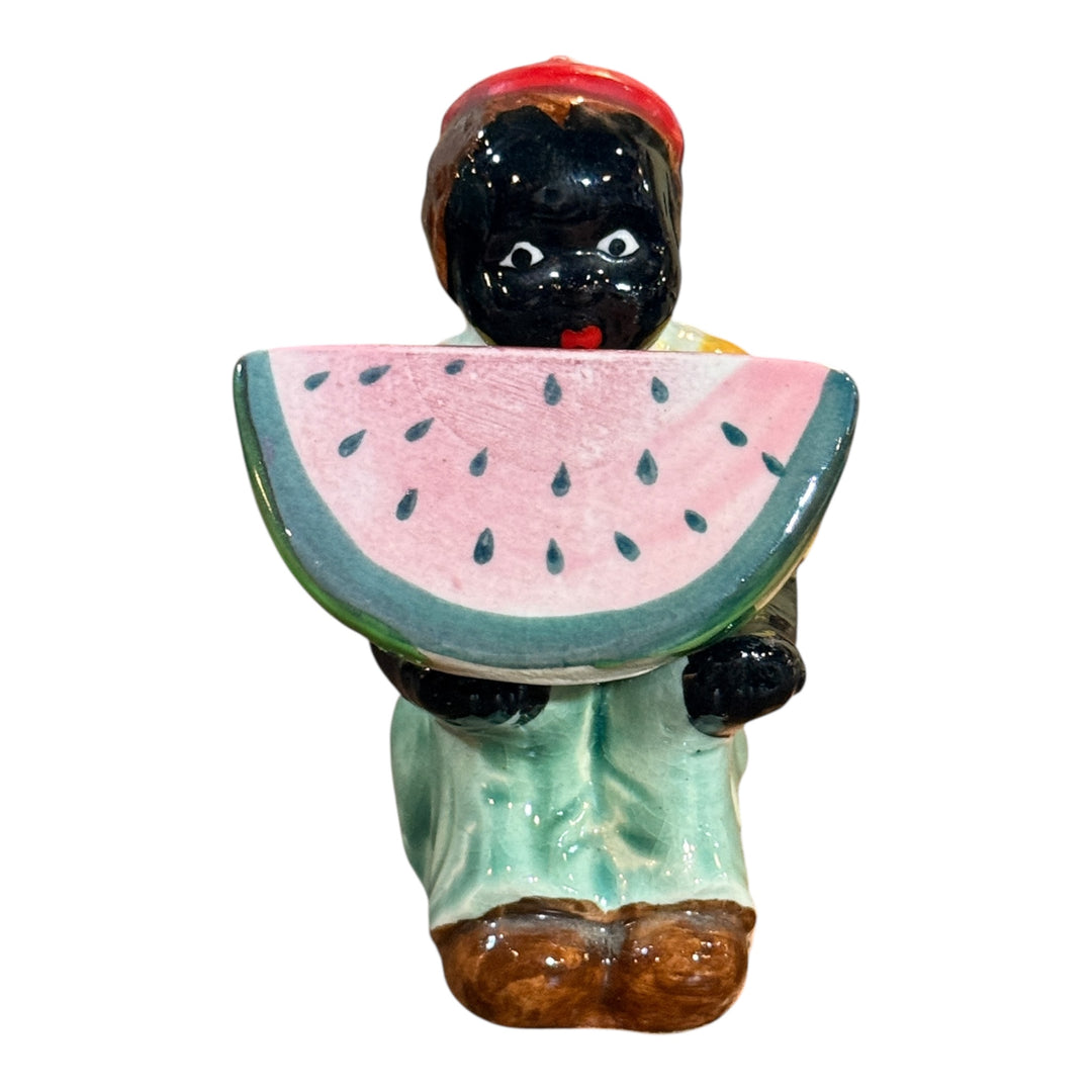 Black Americana Boy With Watermelon Salt Pepper Shakers