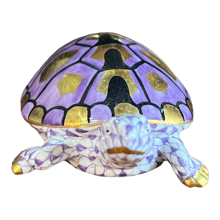 Herend Hungary - Fishnet Purple Turtle 4"