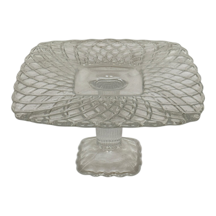 Vintage L. E. Smith Clear Square Cake Pedestal
