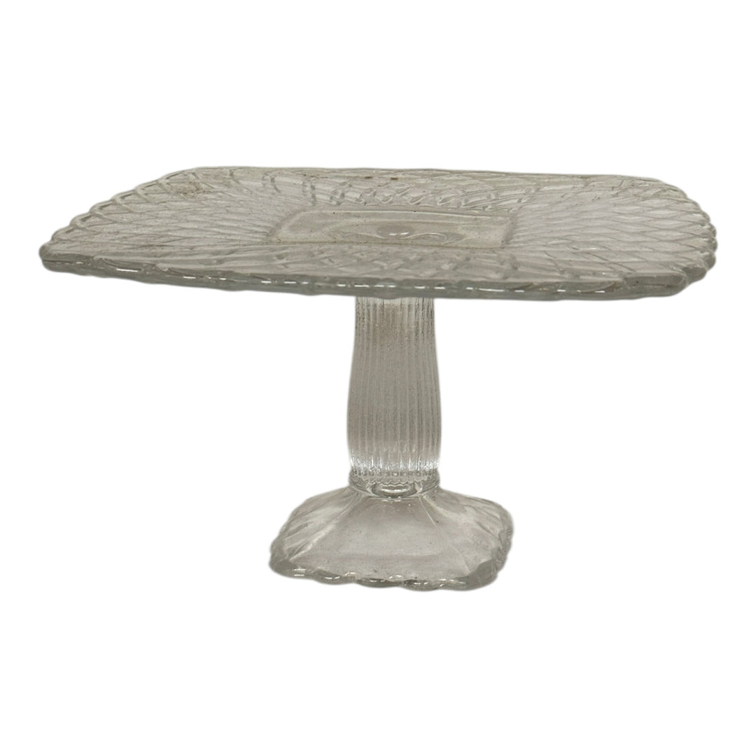 Vintage L. E. Smith Clear Square Cake Pedestal