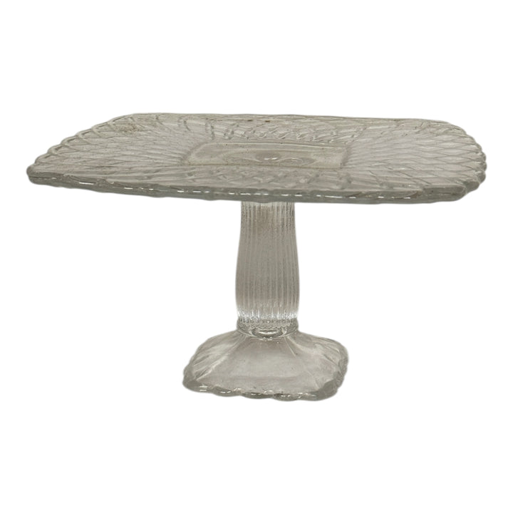 Vintage L. E. Smith Clear Square Cake Pedestal