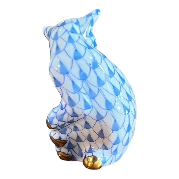 Herend Hungary - Blue Fishnet Miniature Cat