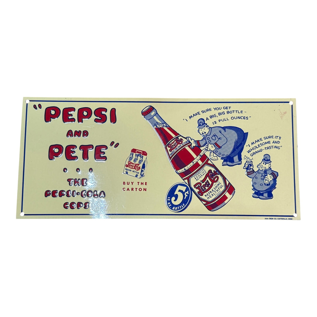 Vintage Pepsi Cola Sign Pete Soda