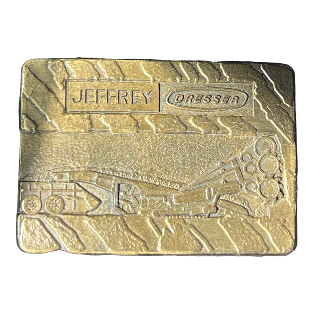 Vintage Belt Buckle Brass Rectangle With Jeffrey Dresser Heavy Equipment