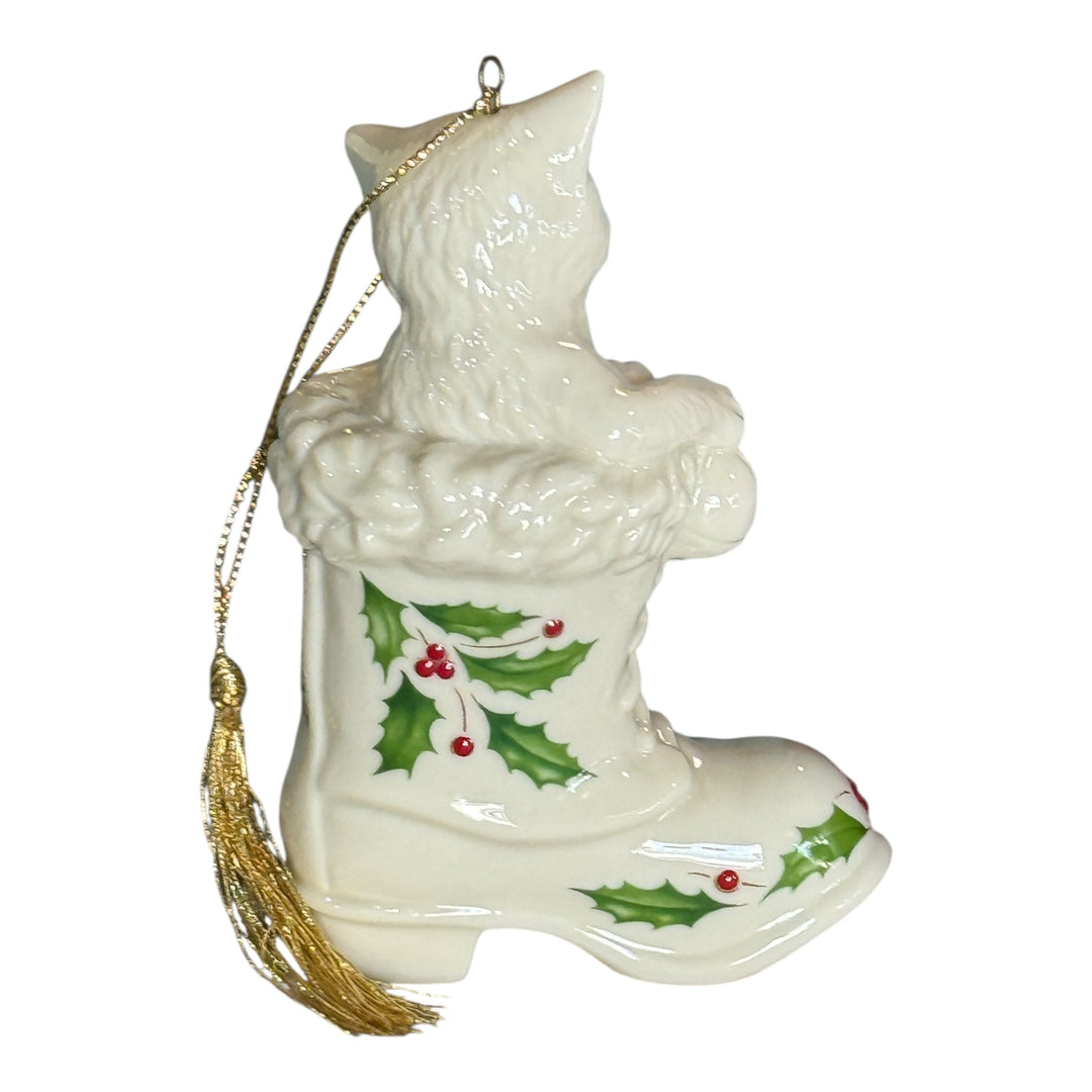 Lenox Cat in Boot Bone-China Christmas Ornament 1997