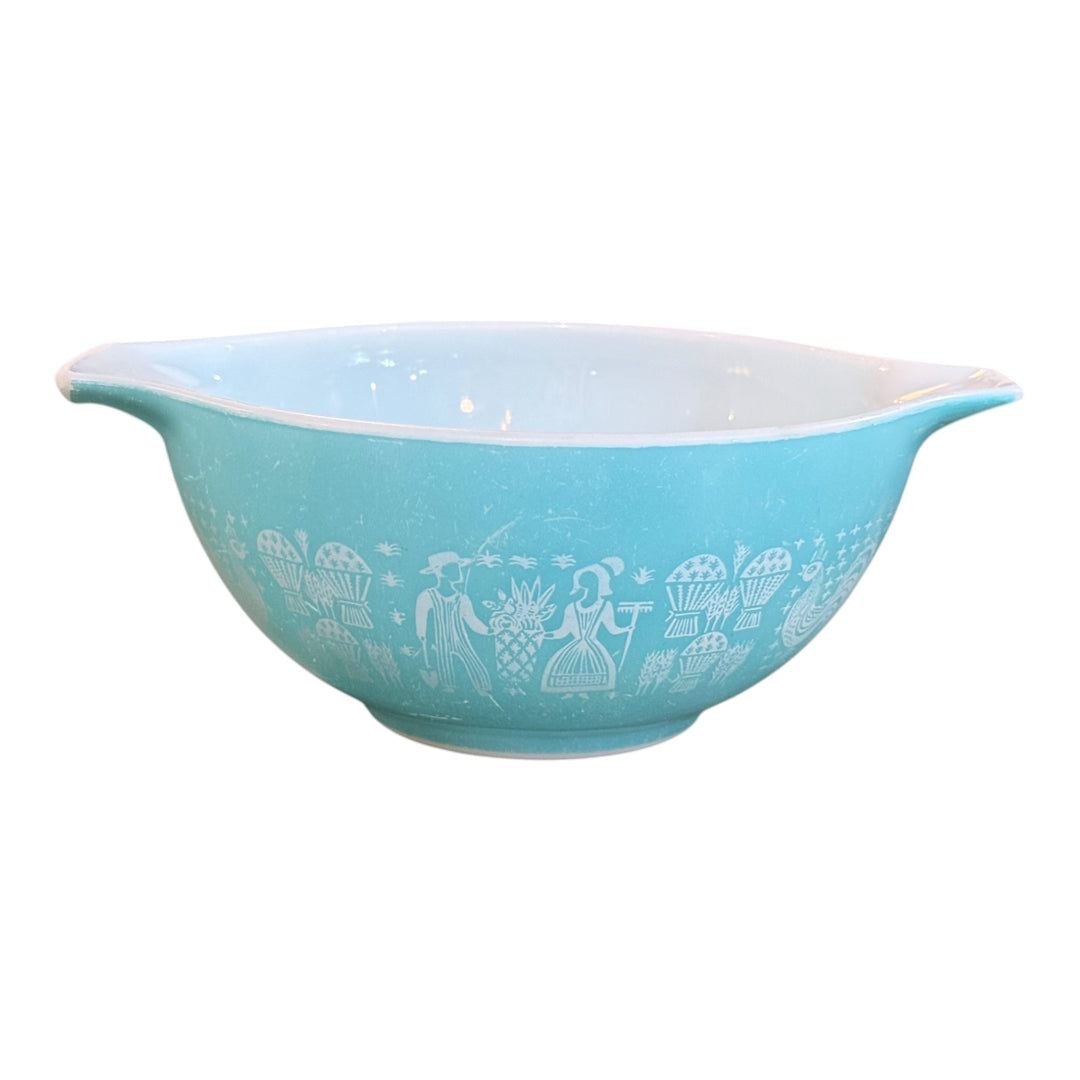 Vintage Pyrex Blue Turquoise Butterprint Rooster #442 Cinderella Nesting Bowl