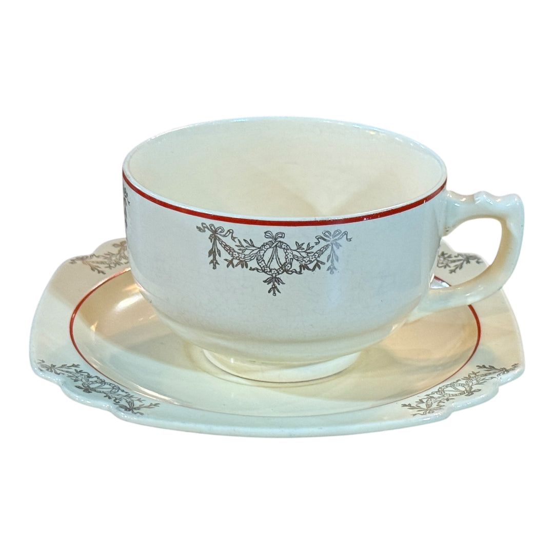Homer Laughlin Century Shape Swag /Berry Teacup and Saucer