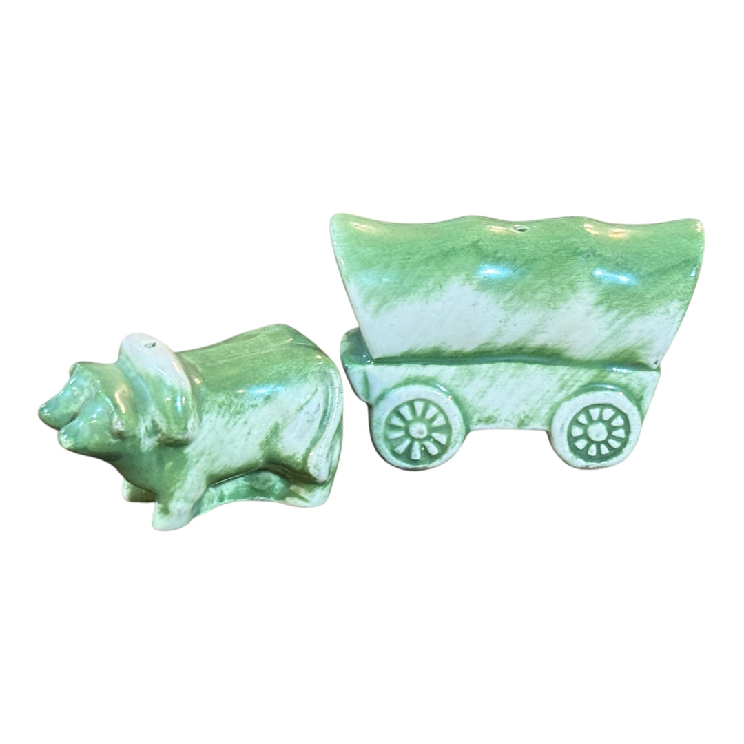Vintage Oxen & Covered Wagon Salt & Pepper