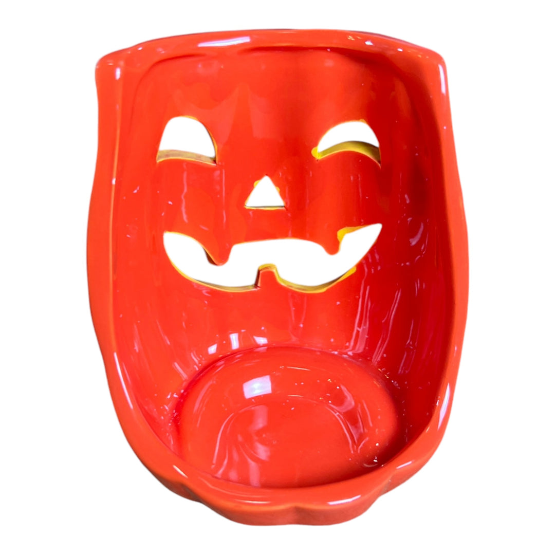 Ceramic Pumpkin Ghost Candle Holder