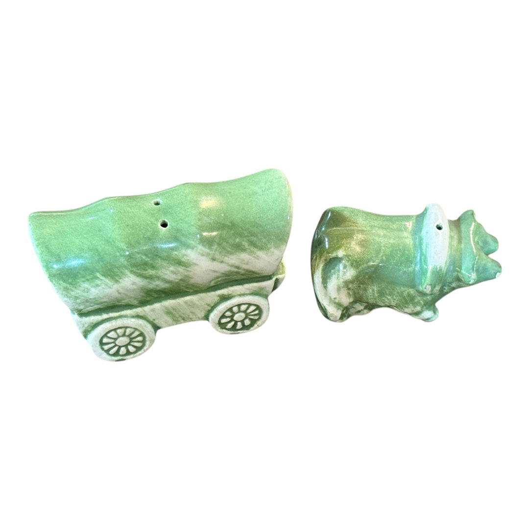 Vintage Oxen & Covered Wagon Salt & Pepper