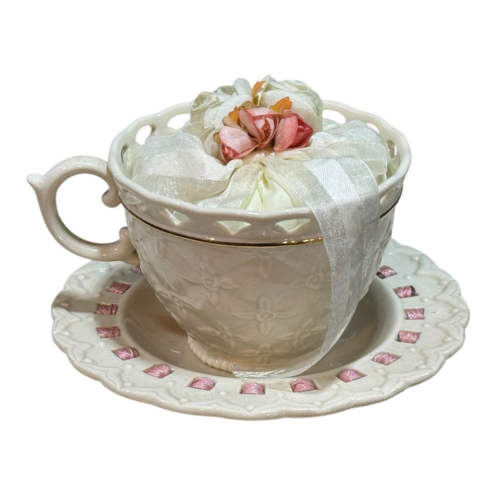 Lenox Teacup & Saucer Wrapped with Satchel