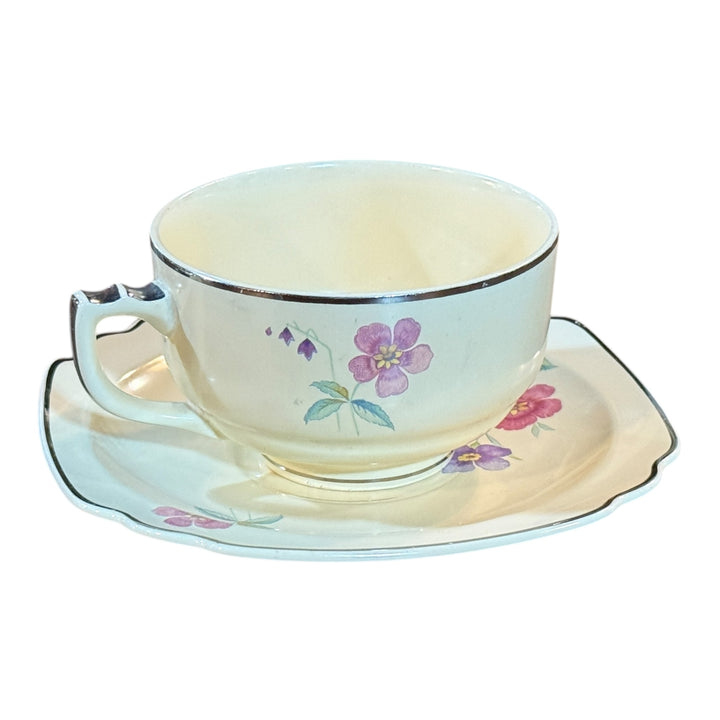 Homer Laughlin Ohio Century Wells Pattern Tea Cup and Saucer