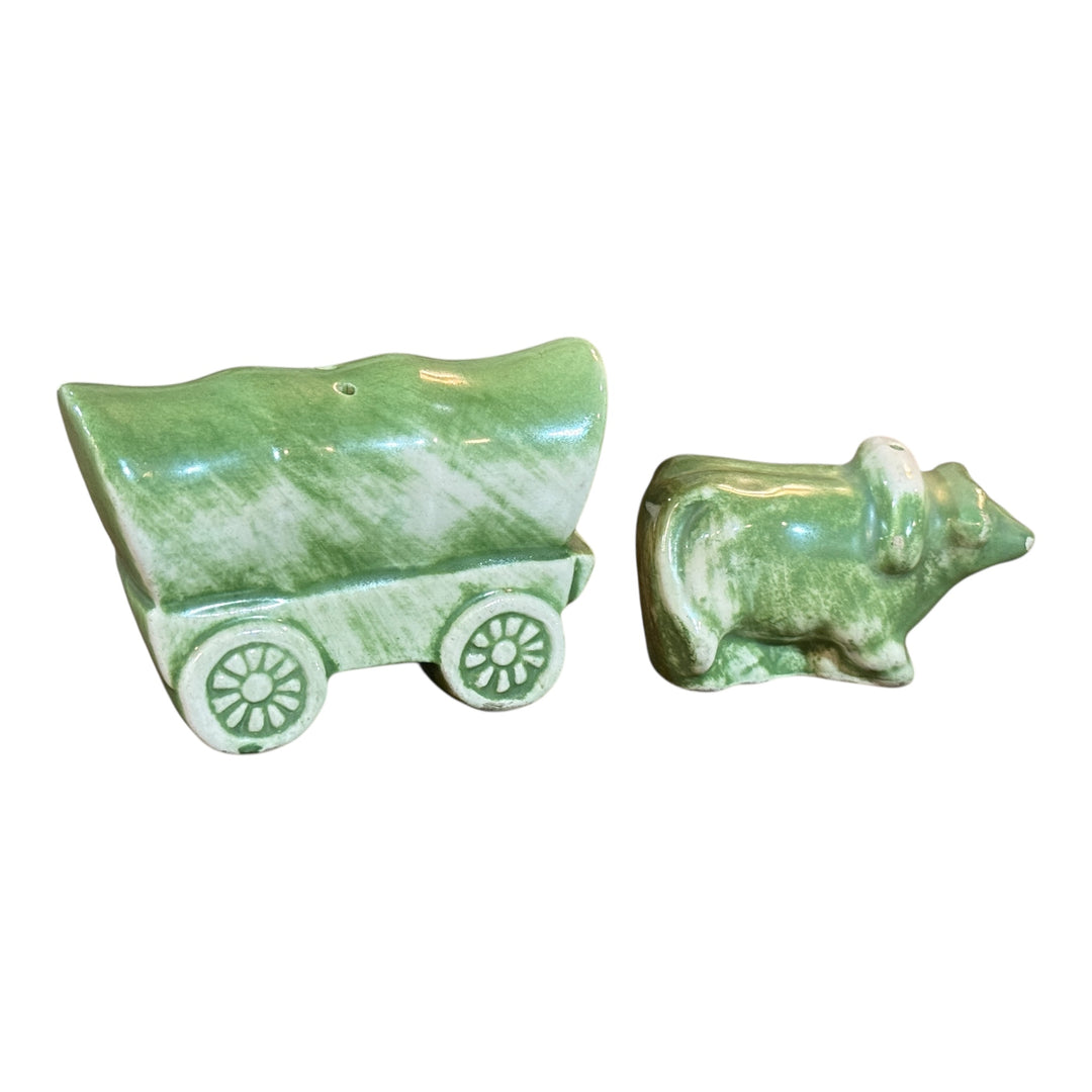 Vintage Oxen & Covered Wagon Salt & Pepper