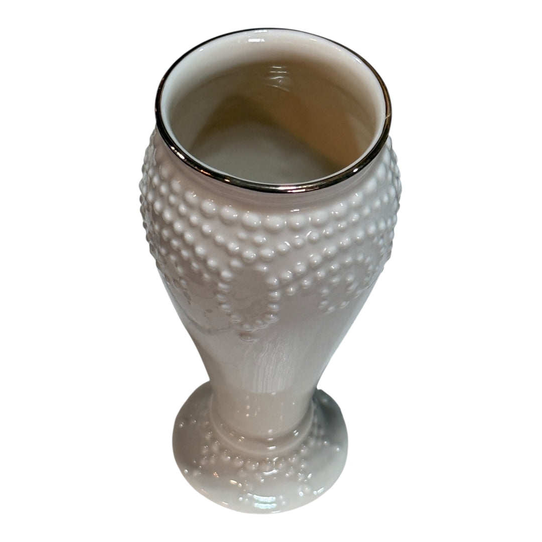 Lenox Raised Relief Beaded Hobnail Bud Vase w/Gold Trim