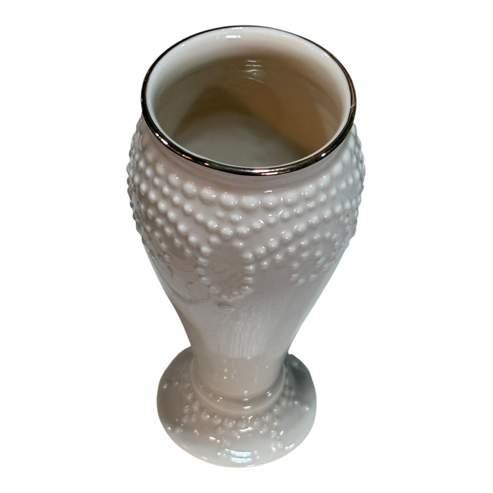 Lenox Raised Relief Beaded Hobnail Bud Vase w/Gold Trim