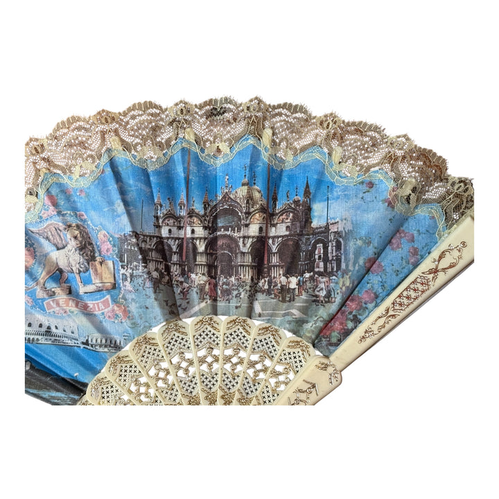 Hand Fan with Italian Venice Scene