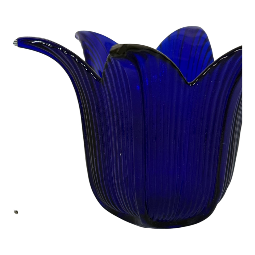 Cobalt Flower Shaped Candle Holder