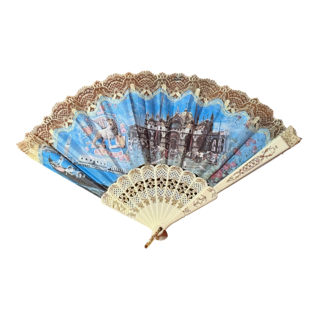 Hand Fan with Italian Venice Scene