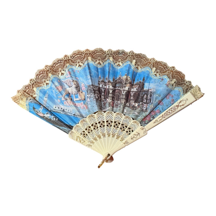 Hand Fan with Italian Venice Scene