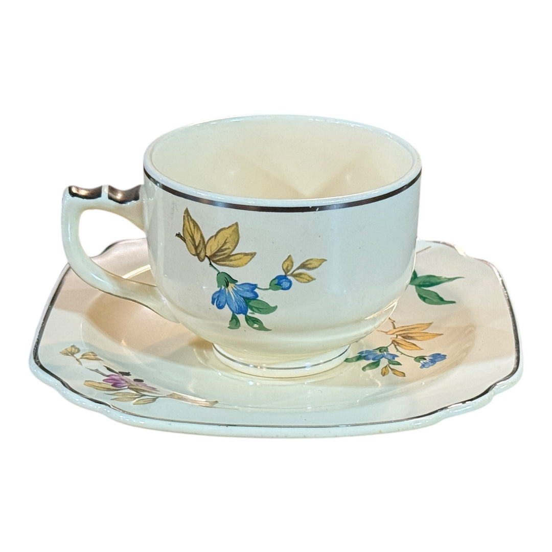 Homer Laughlin Century Shape Wells Peacock Mark Demitasse Teacup & Saucer