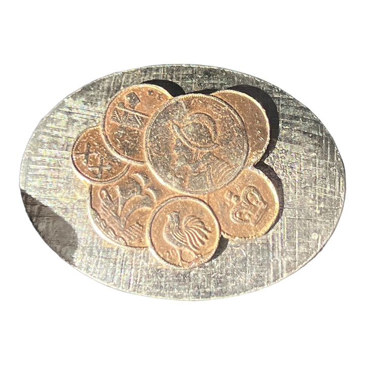 Vintage Belt Buckle Foreign Coins