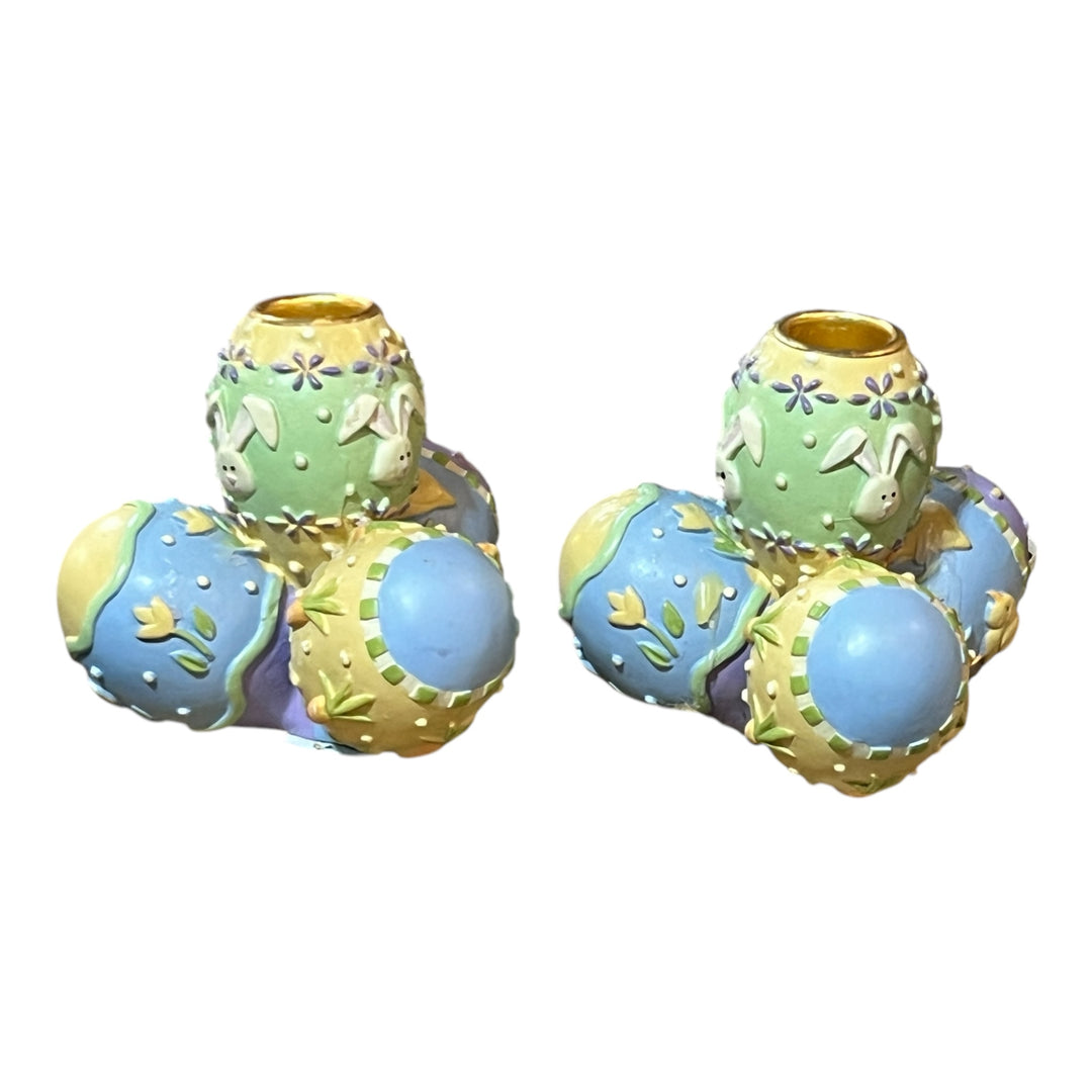 Easter - Easter Egg Taper Candle Holder Pair