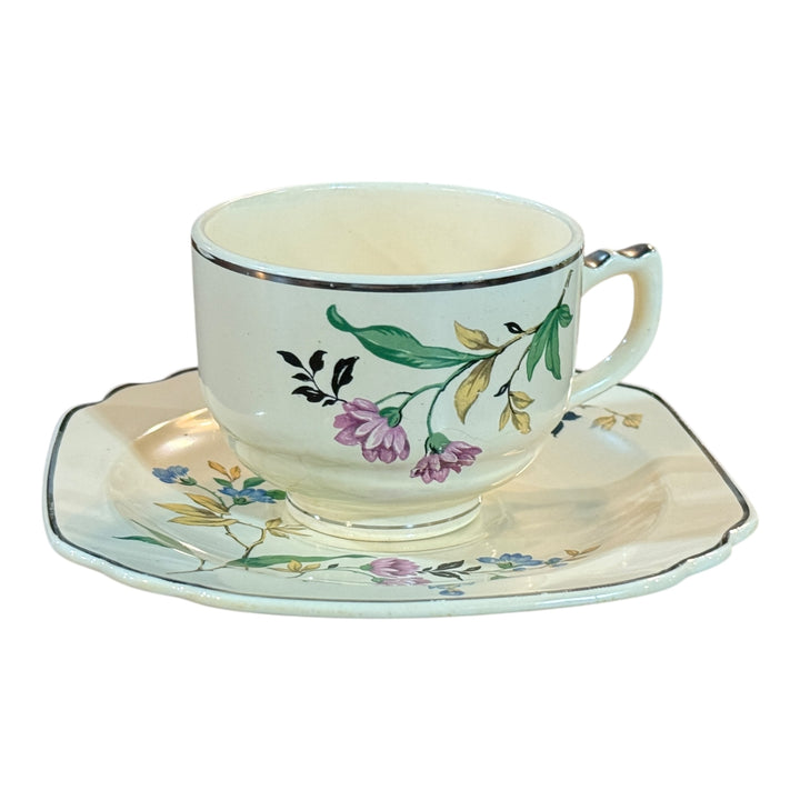 Homer Laughlin Century Shape Wells Peacock Mark Demitasse Teacup & Saucer