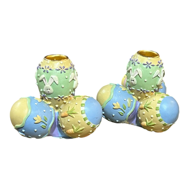 Easter - Easter Egg Taper Candle Holder Pair