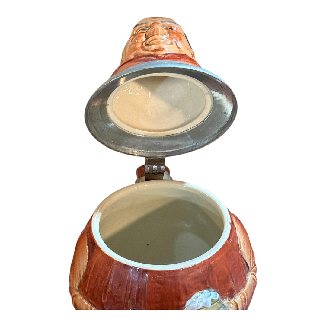 Vintage Fryer Monk Holding Bible with Pewter Beer Stein Made In Germany