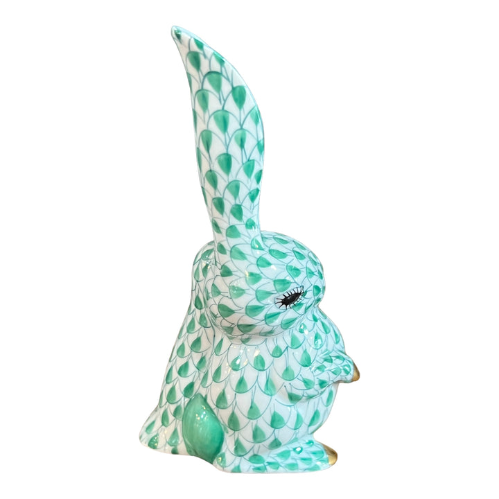 Herend Hungary - Green Fishnet Bunny 1 Ear Up