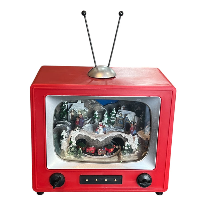 Red Retro Musical TV Christmas Tree With Lights, Motion and Sound