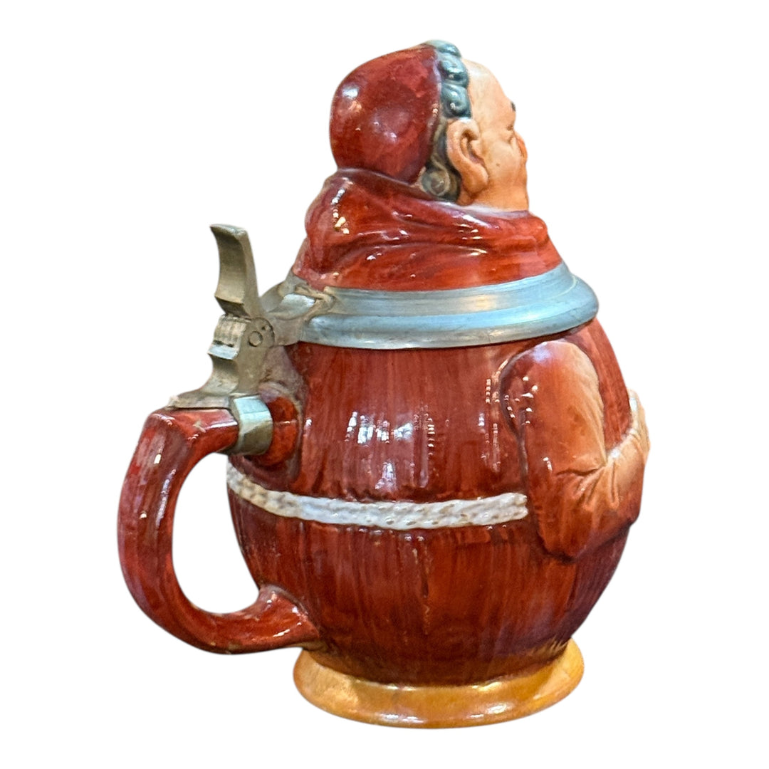 Vintage Fryer Monk Holding Bible with Pewter Beer Stein Made In Germany