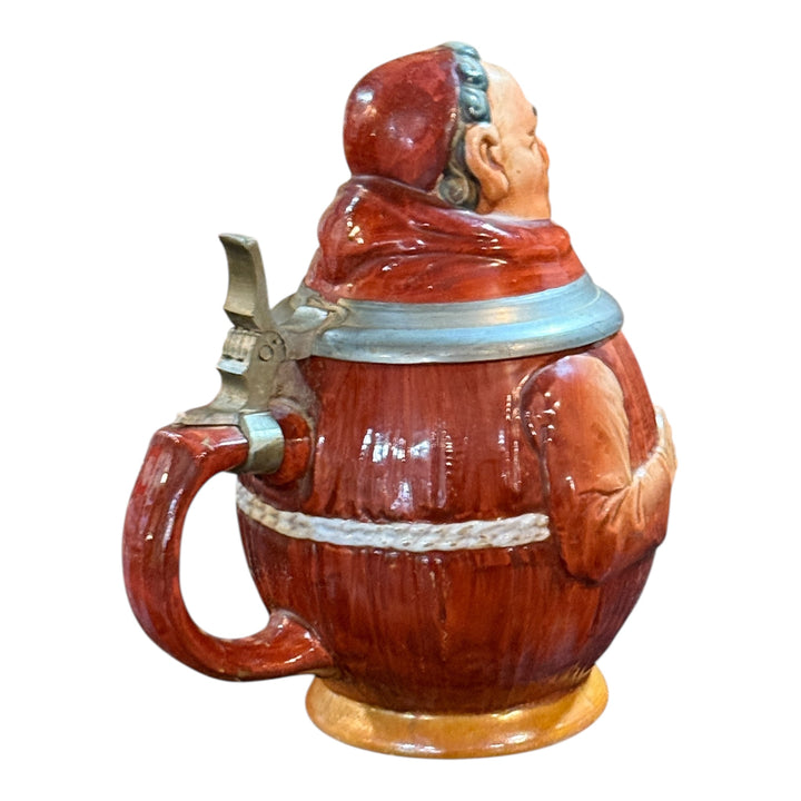 Vintage Fryer Monk Holding Bible with Pewter Beer Stein Made In Germany