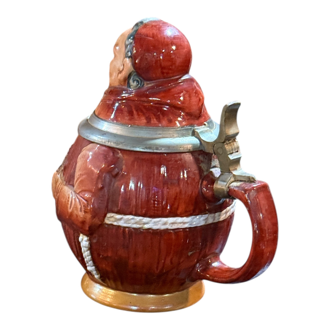 Vintage Fryer Monk Holding Bible with Pewter Beer Stein Made In Germany