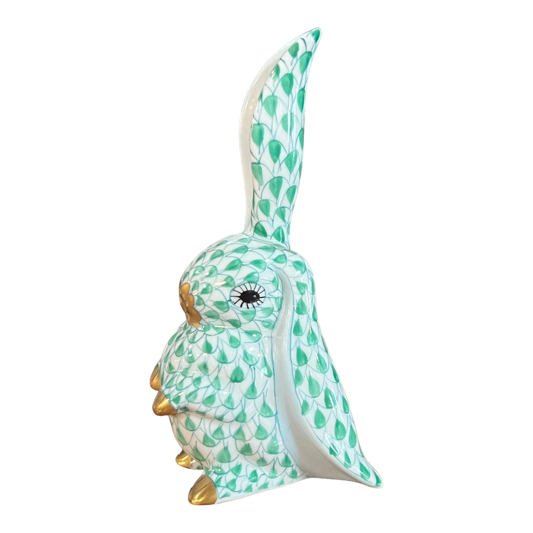 Herend Hungary - Green Fishnet Bunny 1 Ear Up