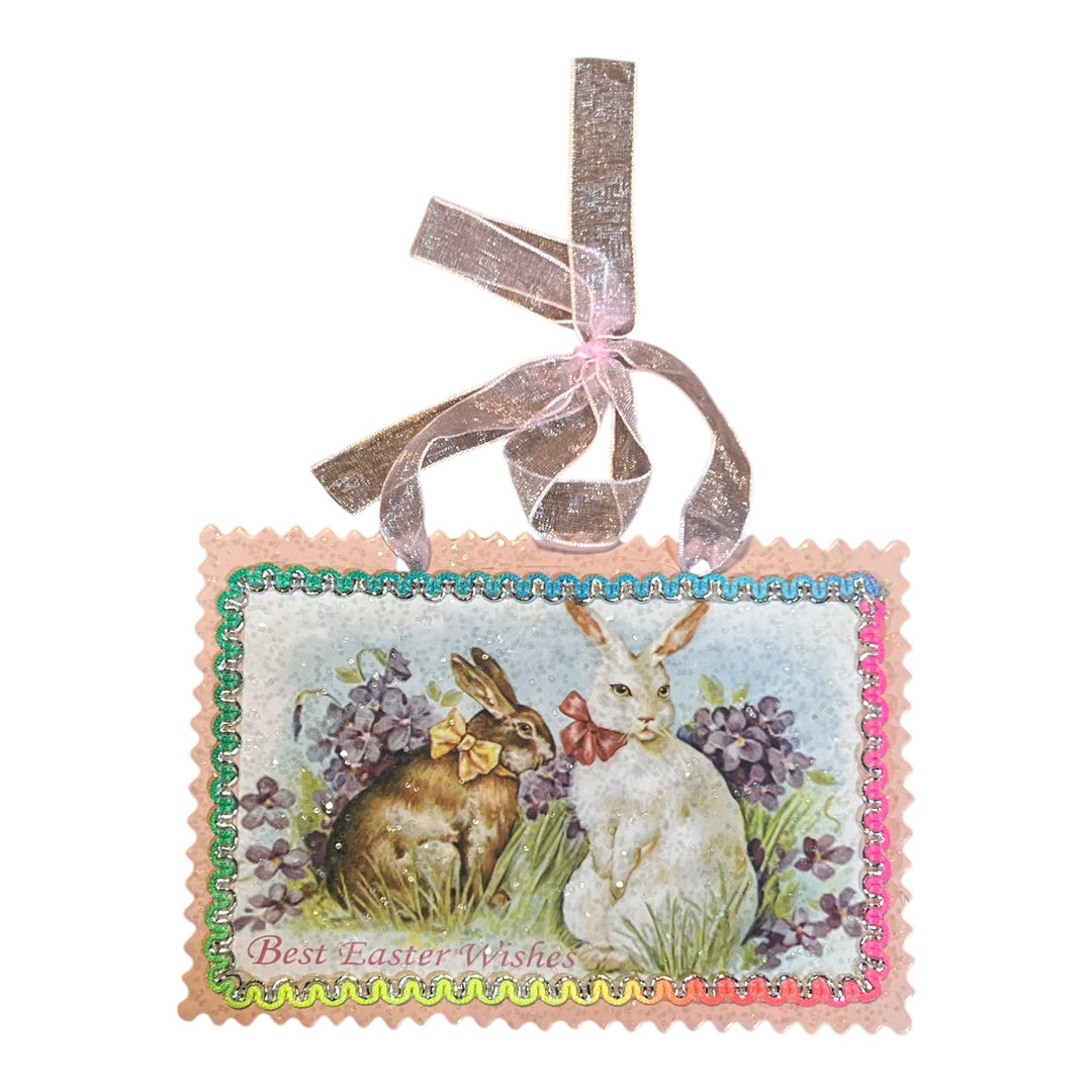 Easter - Vintage Style Bunny Hanging Postcard