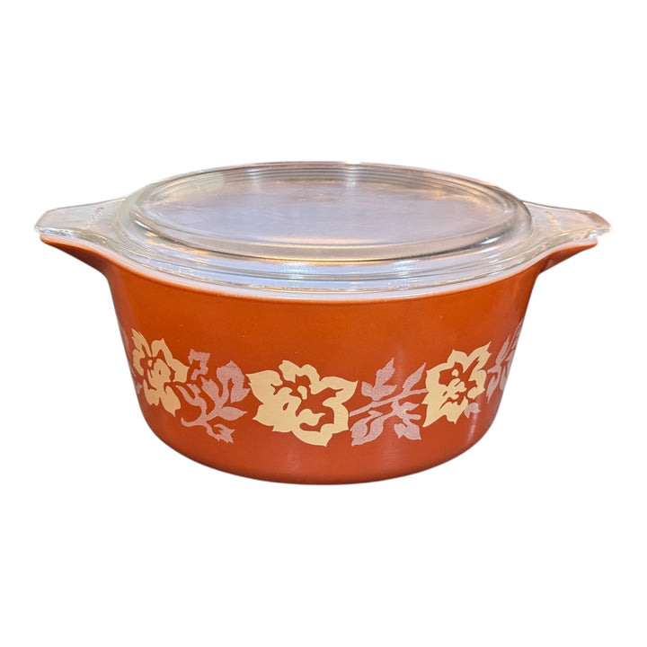 Vintage Pyrex Terra Cotta Rose #474 Casserole with Lid