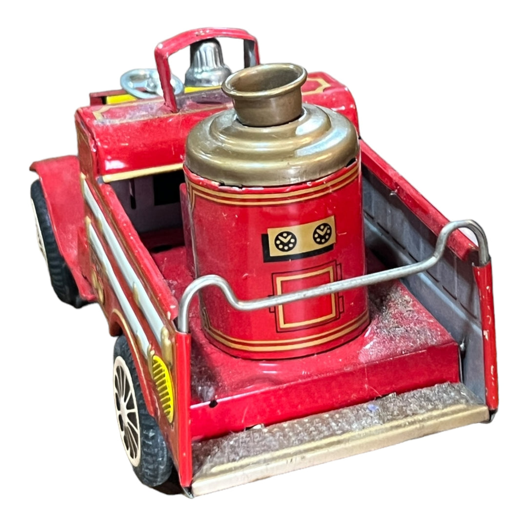 Vintage 1950's Tin Litho Metal Fire Engine Pumper Toy Truck Japan