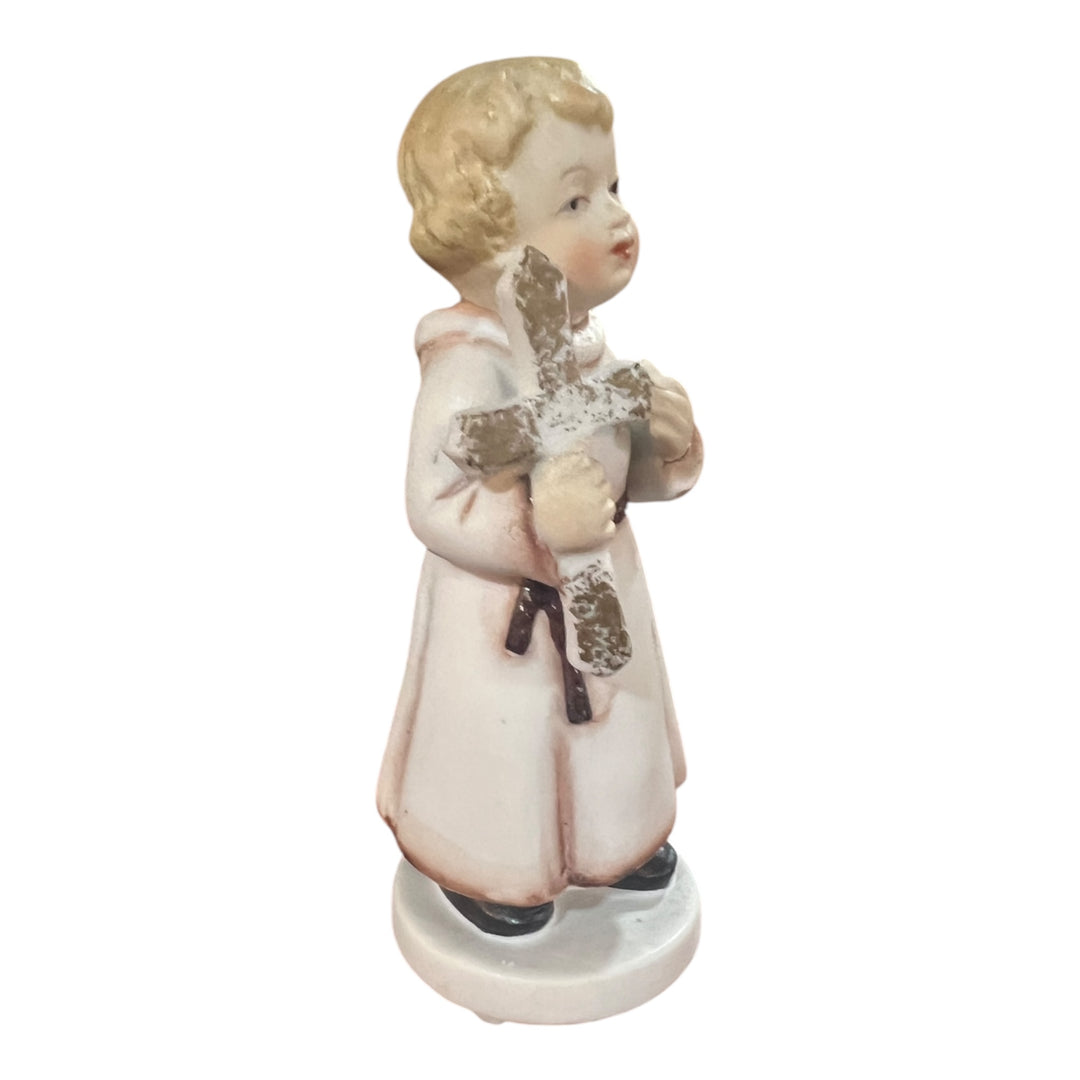 Vintage Napco Boy with Cross Statue