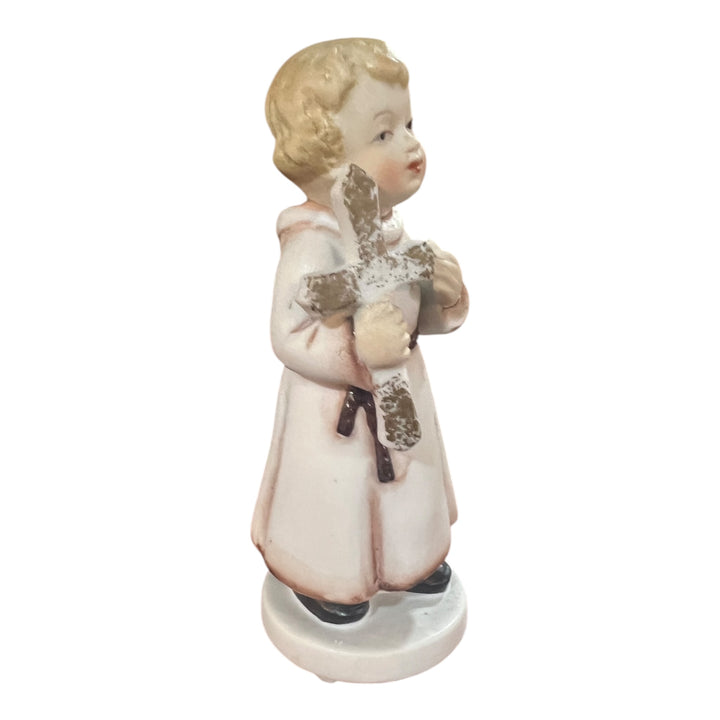 Vintage Napco Boy with Cross Statue