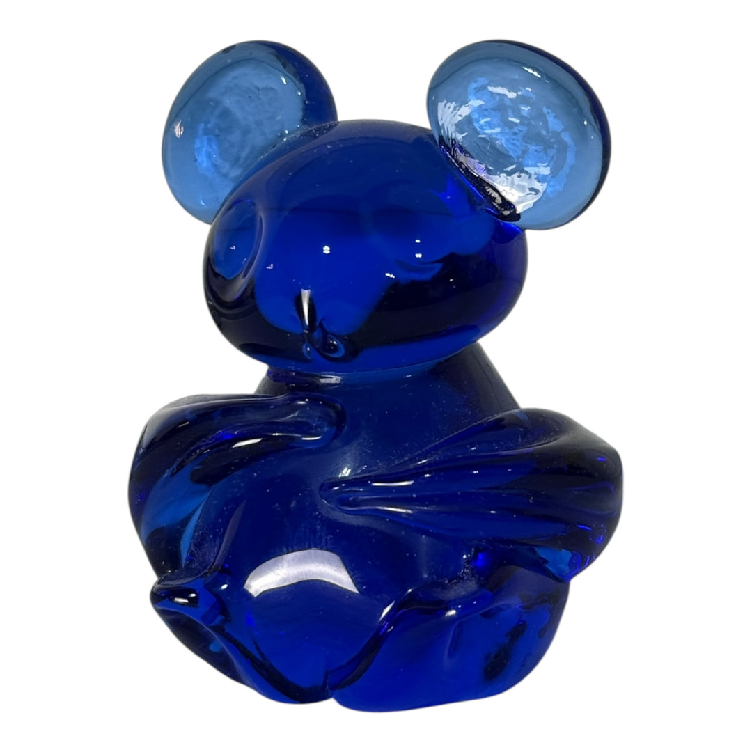 Cobalt Blue Glass Koala Teddy Bear Paperweight