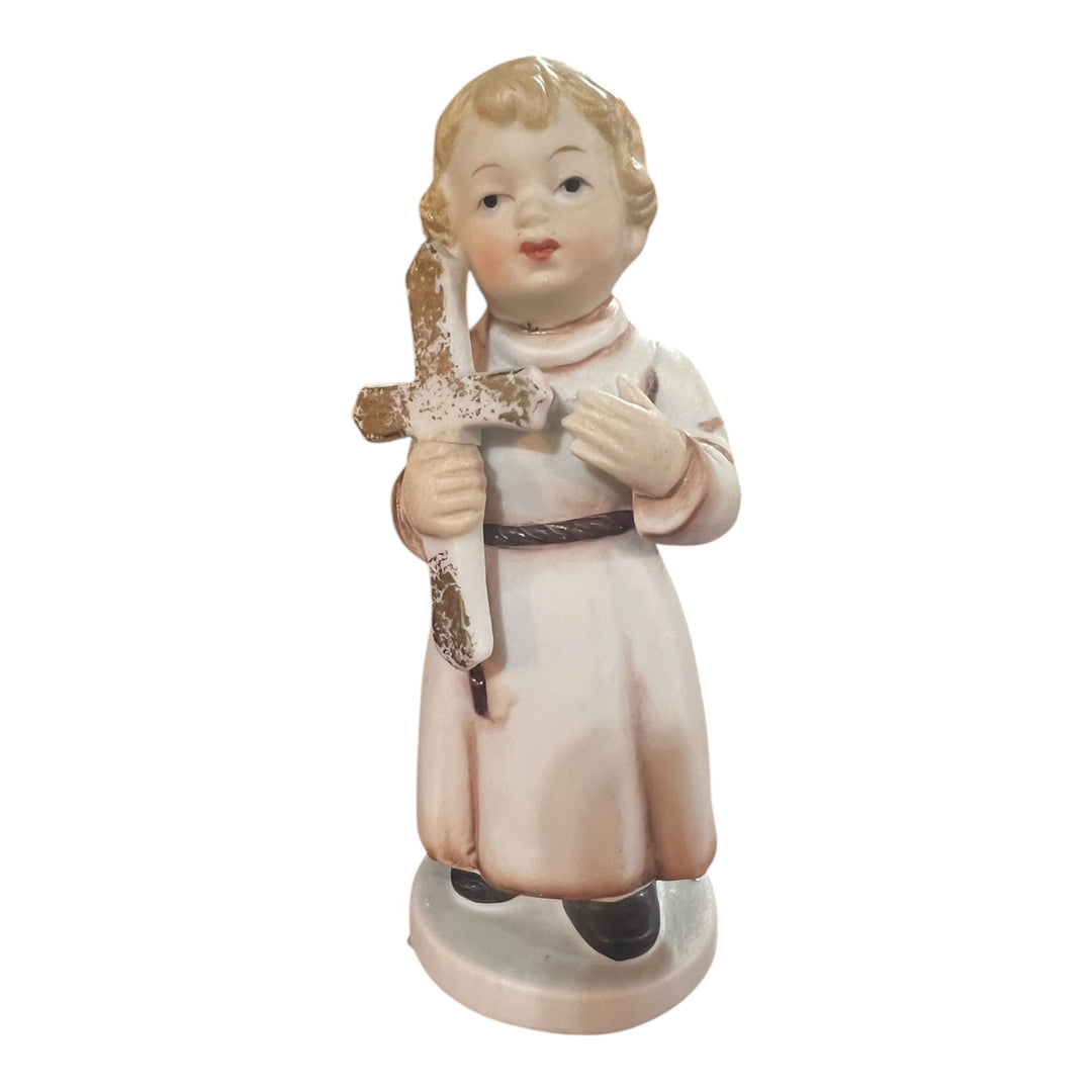 Vintage Napco Boy with Cross Statue