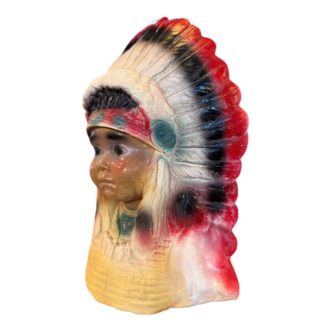 Vintage Chalkware Indian Chief Carnival Prize Bank
