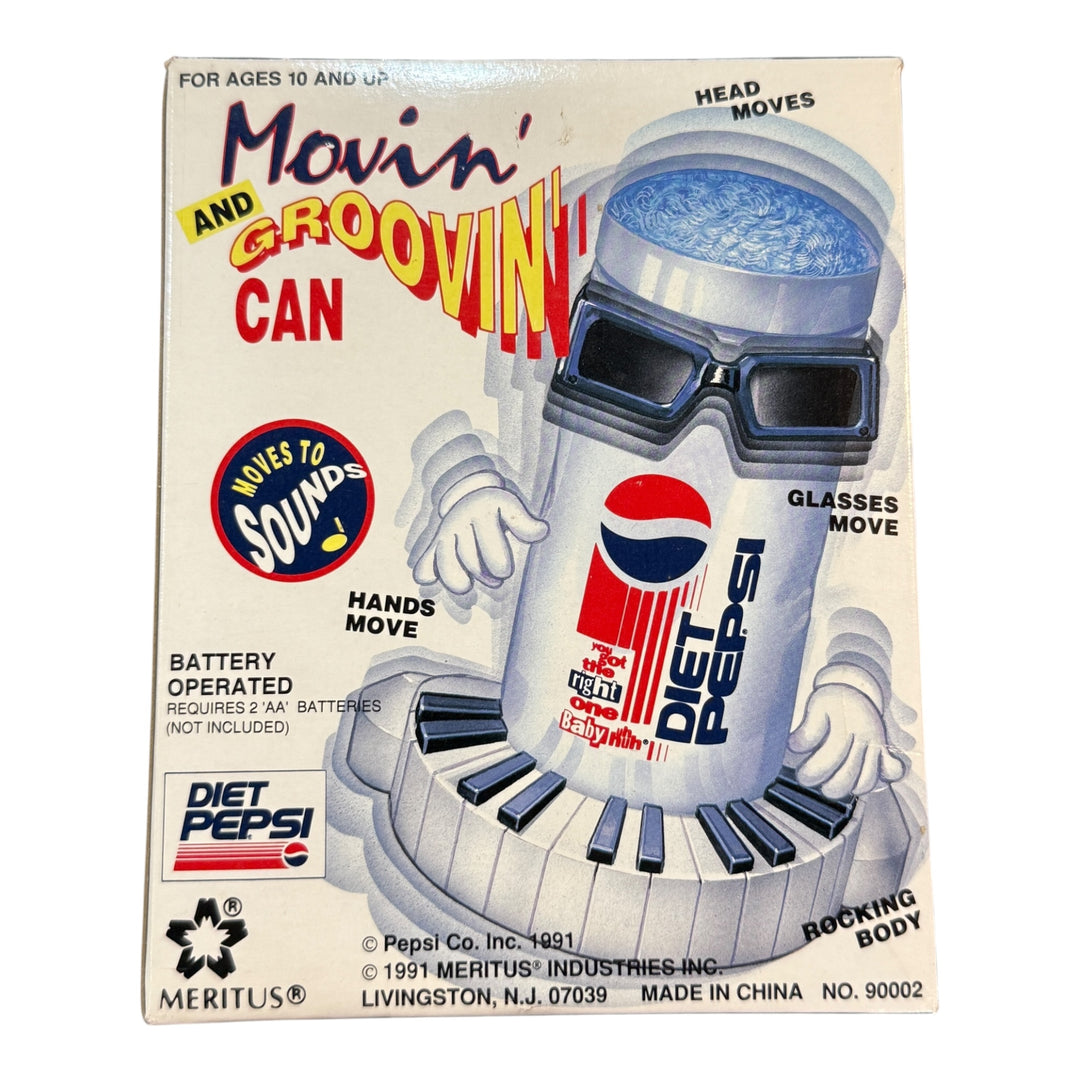 Vintage 1991 Meritus Pepsi Cola Movin' and Groovin Animated Plastic Can in Box