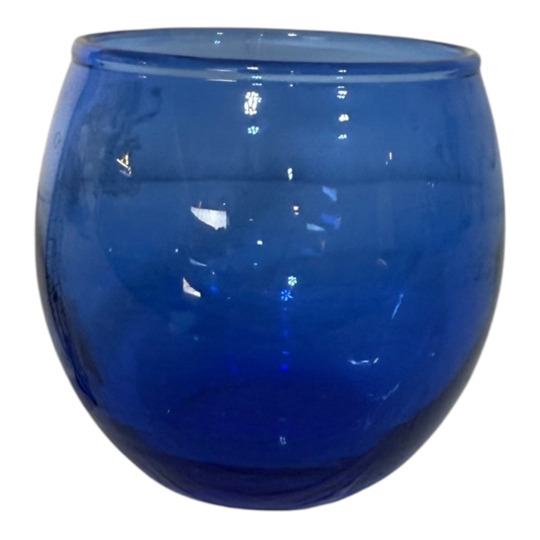 Cobalt Blue Roly Poly Shaped Candle Holder