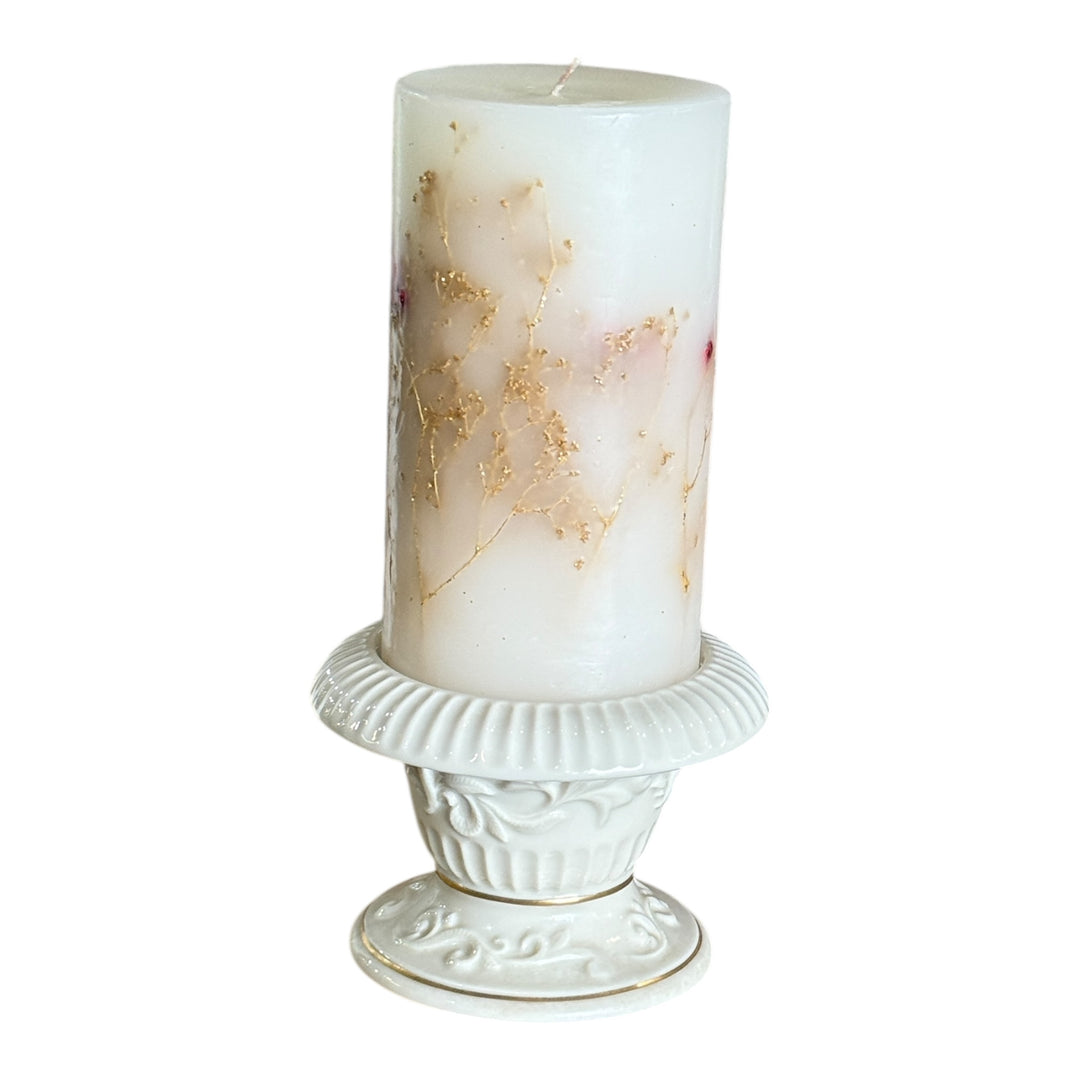 Lenox Ivory Pillar Candle Holder w/candle