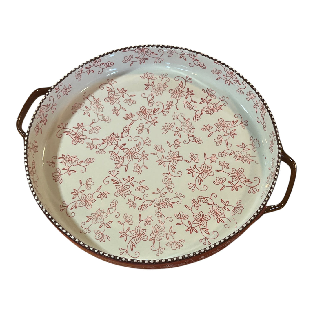 Temp-tations Floral Lace Red Handled Serving Tray 1.5 Qt