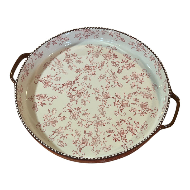 Temp-tations Floral Lace Red Handled Serving Tray 1.5 Qt