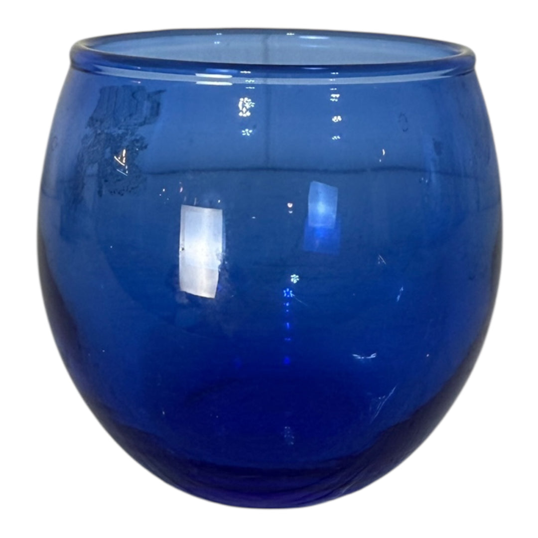 Cobalt Blue Roly Poly Shaped Candle Holder